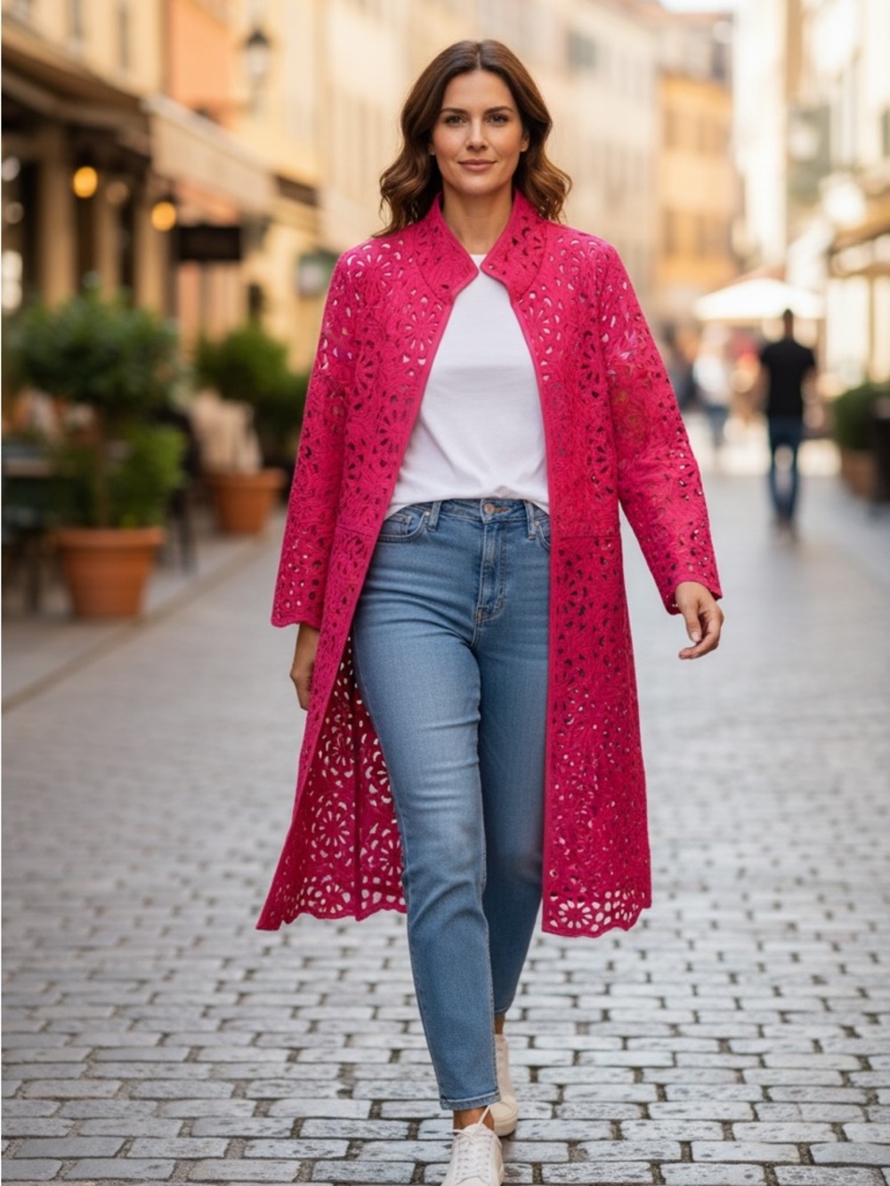 Grace Chuang New York, Laser-Cut Layering Jacket - gorgeous Pink color